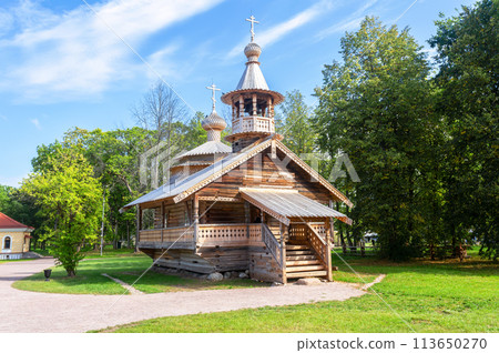 Wooden orthodox church in Vitoslavlitsy village, Veliky Novgorod, Russia Wooden orthodox church in Vitoslavlitsy village, Veliky Novgorod, Russia 113650270