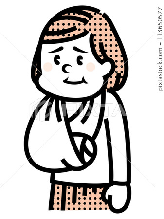 Illustration of a woman with an injured arm 113650577