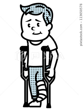 一名腿部受傷的男子的插圖 一名腿部受傷的男子的插圖 113650578