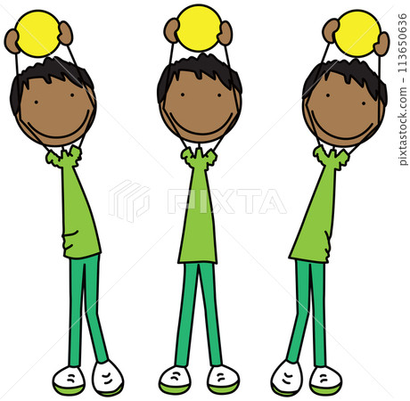 Happy kid exercises Happy kid exercises 113650636