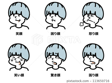 Illustration of a man with various expressions Illustration of a man with various expressions 113650716