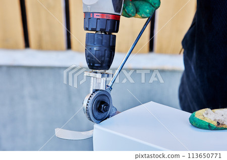 Metal cutter sheet drill attachment is used for cutting roofing iron when finishing window openings. Metal cutter sheet drill attachment is used for cutting roofing iron when finishing window openings. 113650771