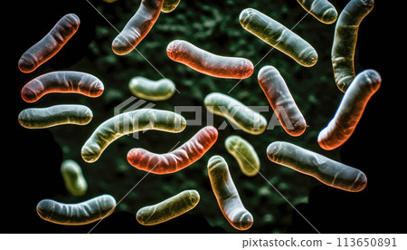 Enlarged Visual of Microbes: Bacteria and Viruses - Generative AI 113650891