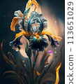 beautiful  yellow-marine irises flowers against dark   background. Digital artwork.  Ai genarated 113651029