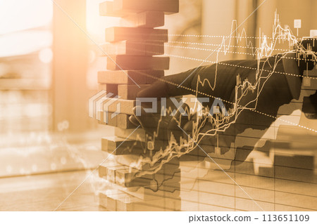 Stock market or forex trading graph and candlestick chart suitable for financial investment concept. Economy trends background for business idea and all art work design. Abstract finance background.. Stock market or forex trading graph and candlestick chart suitable for financial investment concept. Economy trends background for business idea and all art work design. Abstract finance background.. 113651109