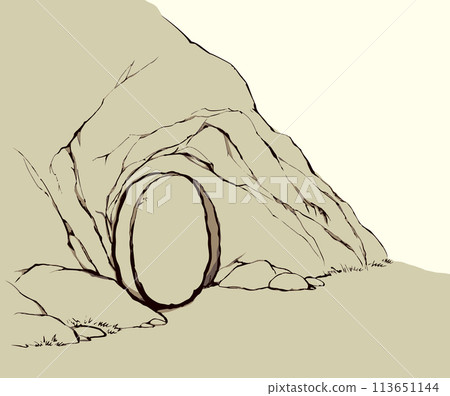 Tthe tomb of Christ . Vector drawing 113651144