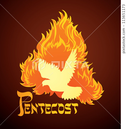 Pentecost sunday. Baptism with the Holy Spirit. Vector drawing icon 113651173