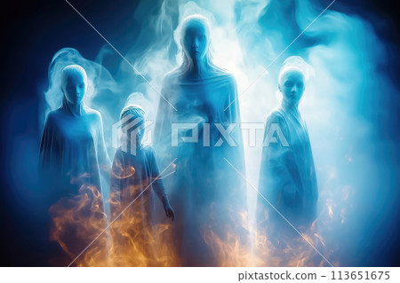 Halloween Ghosts - Hauntingly Cute Family - Generative AI 113651675