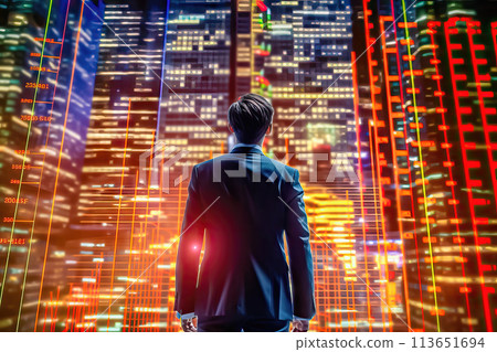 Businessman Analyzing Urban Development Data - Generative AI 113651694