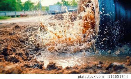 Toxic Spill: Broken Pipe Endangering the Environment - Generative AI 113651844