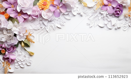 Wilted flowers framed on paper, poignant portrayal of fading beauty, AI Generated 113652923