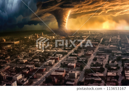 Massive Tornado Strikes Big City - Generative AI 113653167