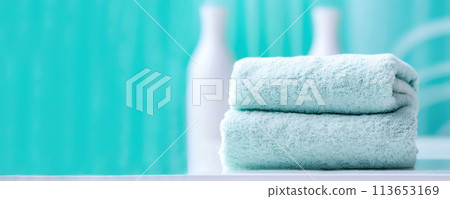 Luxurious Stack of Fresh Towels: Perfect for Your Pampering Needs - Generative AI Luxurious Stack of Fresh Towels: Perfect for Your Pampering Needs - Generative AI 113653169