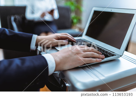Business scene with laptop Business scene with laptop 113653193