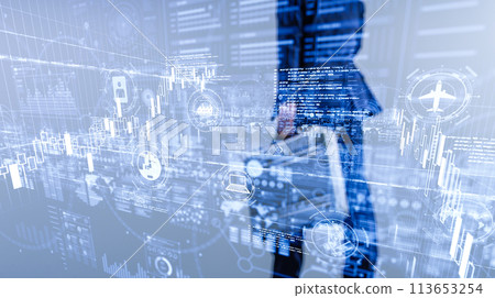 businessman wearing a navy suit businessman wearing a navy suit 113653254