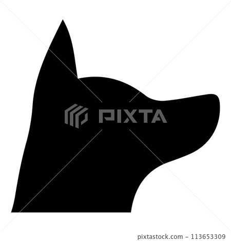 Dog icon, pet face profile vector silhouette glyph pictogram illustration Dog icon, pet face profile vector silhouette glyph pictogram illustration 113653309