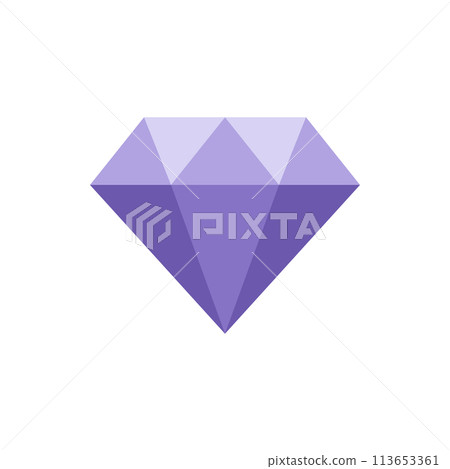 Huge bright purple gem vector flat illustration. Jewellery diamond crystal carat symbol of richness Huge bright purple gem vector flat illustration. Jewellery diamond crystal carat symbol of richness 113653361