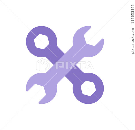 Crossed simple two wrench maintenance mechanical engineering work vector flat illustration Crossed simple two wrench maintenance mechanical engineering work vector flat illustration 113653363