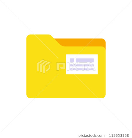 Yellow paper folder storage with label for documents directory organizing vector flat illustration Yellow paper folder storage with label for documents directory organizing vector flat illustration 113653368
