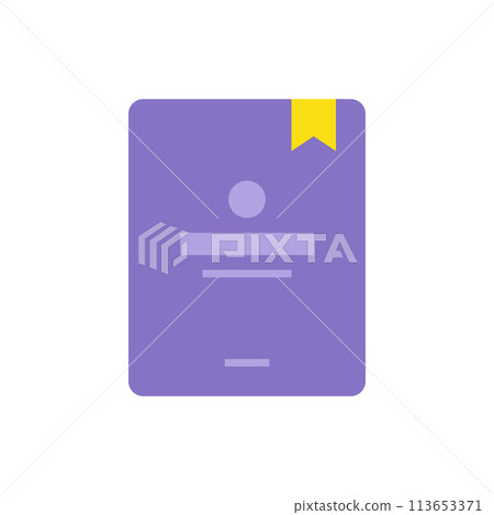 Simple purple diploma certificate with bookmark and text vector flat. Educational paper document 113653371
