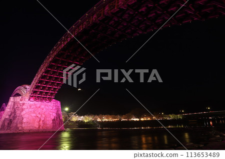"Kintai Bridge and Sakura" Cherry blossoms lit up at night in Iwakuni, Yamaguchi Prefecture #Japan Tourism Kintai Bridge "Kintai Bridge and Sakura" Cherry blossoms lit up at night in Iwakuni, Yamaguchi Prefecture #Japan Tourism Kintai Bridge 113653489
