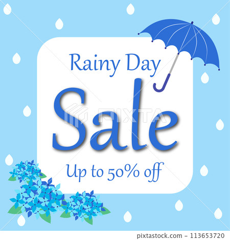 方形橫幅雨天促銷高達 50% 折扣 113653720