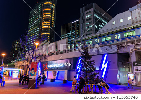 Tokyo Chiyoda Ward Akihabara Station area cityscape night view 113653746