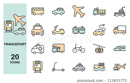 Various vehicle icon set color 113653775
