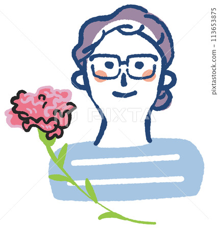 Mother's Day: Mother and Carnation Illustration 113653875