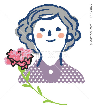 Mother's Day: Mother and Carnation Illustration 113653877