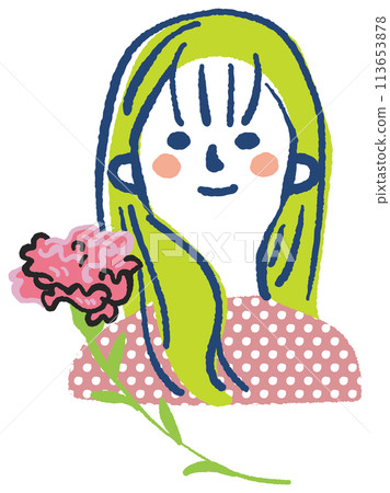 Mother's Day: Mother and Carnation Illustration Mother's Day: Mother and Carnation Illustration 113653878
