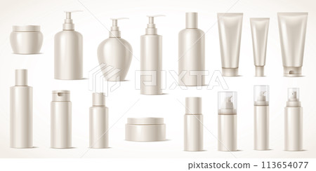 Blank cosmetics products containers illustration set 113654077
