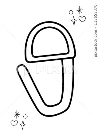 Marking ring for knitting. Doodle outline vector black and white illustration. Marking ring for knitting. Doodle outline vector black and white illustration. 113655370
