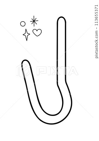 Needle for removing loops. Doodle outline vector black and white illustration. Needle for removing loops. Doodle outline vector black and white illustration. 113655371