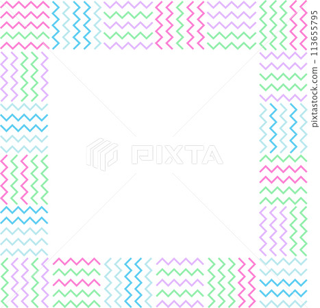 Cute zigzag line colorful frame (1:1) 113655795