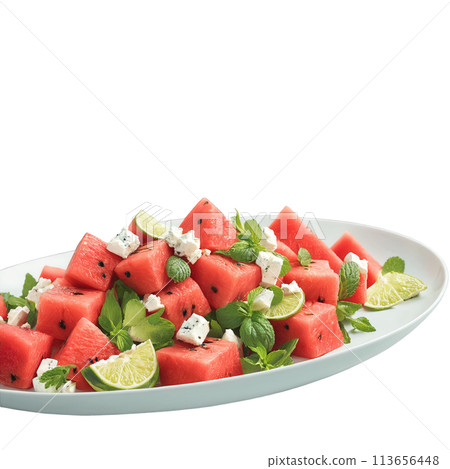 Grilled chicken and watermelon salad with feta cheese and a mint lime dressing Summer food Grilled chicken and watermelon salad with feta cheese and a mint lime dressing Summer food 113656448