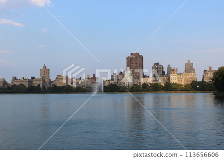 New York City, city view, skyscrapers, looking up. View from the Central Park 113656606