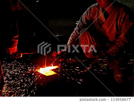 Old-fashioned Japanese sword training Old-fashioned Japanese sword training 113656677