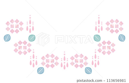 Pink hydrangea and rain arm frame 113656981