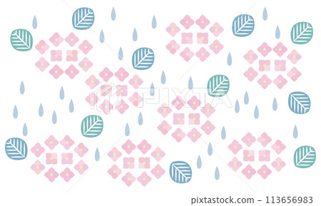 Pink hydrangea and rain illustration 113656983