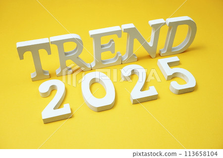 Trend 2025 alphabet letter on yellow background 113658104