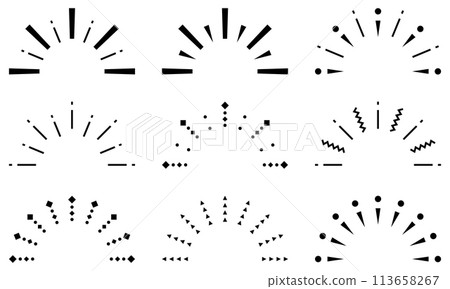 Semicircular sunburst material set Semicircular sunburst material set 113658267