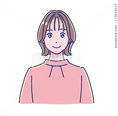 Anime-style young female office worker 113658317
