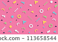 Retro geometric pattern. Colorful pattern from 113658544