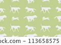 Dog silhouettes different breeds in various poses 113658575
