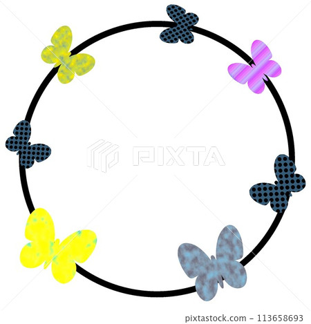 Circular frame with flying butterflies Circular frame with flying butterflies 113658693