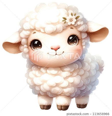 Cute sheep illustration AI generated  113658966