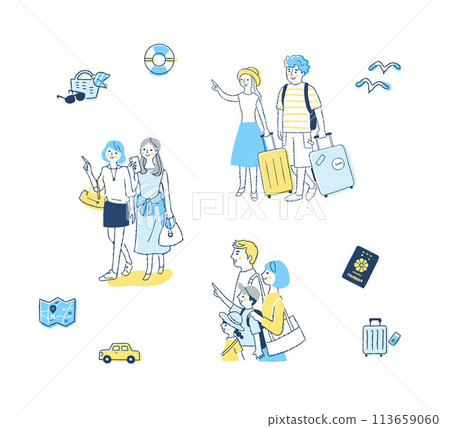 Travel image people and items set 113659060