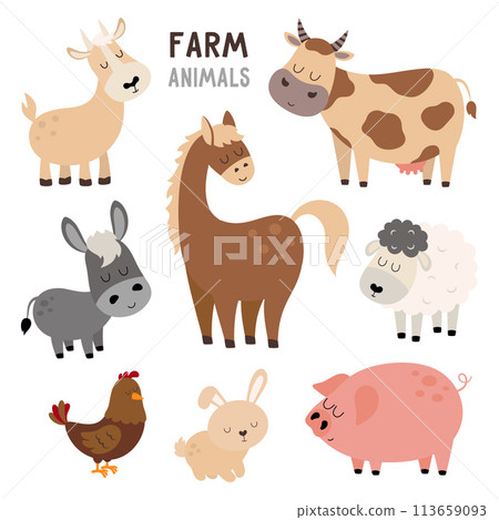 cartoon farm animal set 113659093