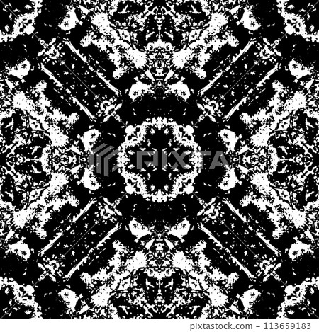 Black and white kaleidoscopic background texture 113659183